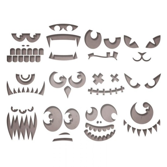 Sizzix Thinlits Die Set 12τεμ - Frightening Faces Sizzix Thinlits Die Set 12τεμ - Frightening Faces