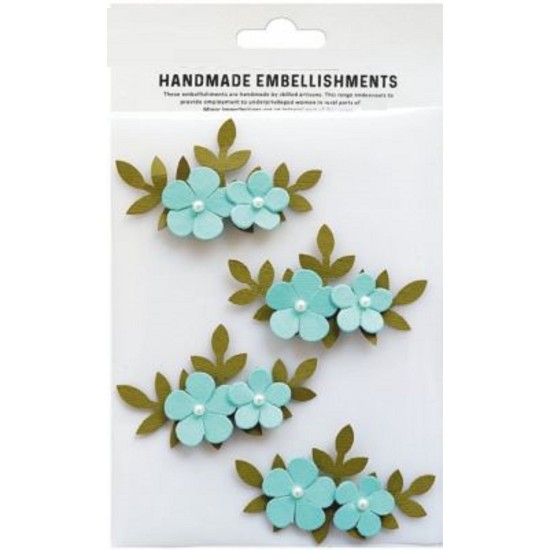 Αυτοκόλλητα Χειροποίητα Λουλούδια Pearly Bluma Soft Sky 4τεμ Αυτοκόλλητα Χειροποίητα Λουλούδια Pearly Bluma Soft Sky 4τεμ
