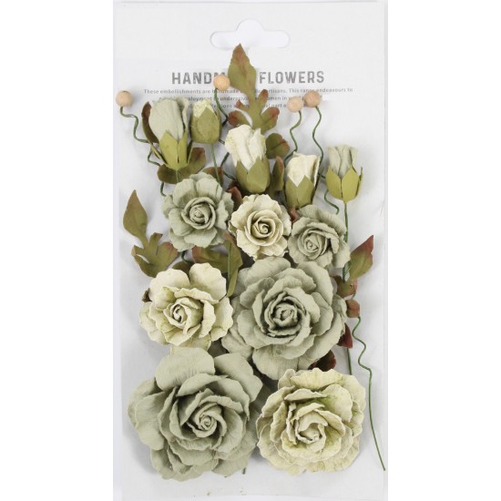 Χειροποίητα λουλούδια Eleanor Sage Cream 20τεμ Χειροποίητα λουλούδια Eleanor Sage Cream 20τεμ