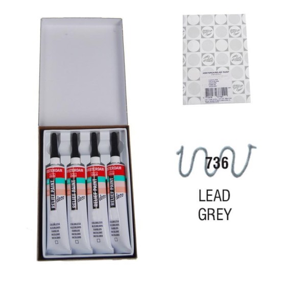 Talens χρώμα decorfin relief paint 736 lead grey 20ml Talens χρώμα decorfin relief paint 736 lead grey 20ml