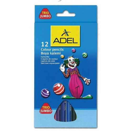 Adel ξυλομπογιές Jumbo τρίγωνες 12 χρώματα Adel ξυλομπογιές Jumbo τρίγωνες 12 χρώματα