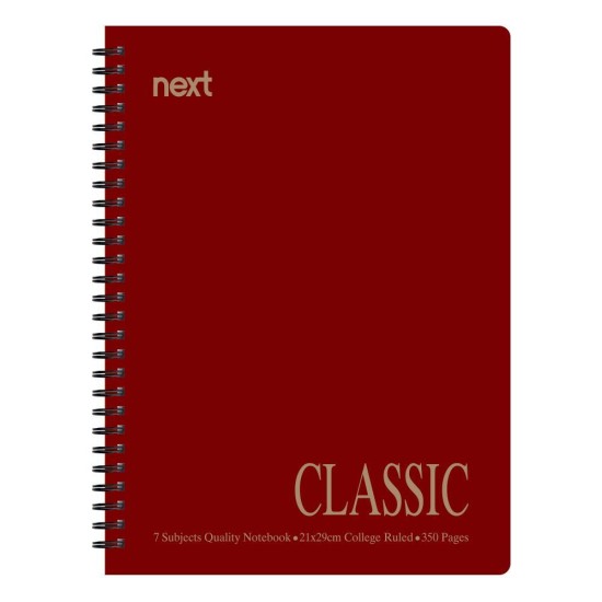 Next classic τετρ. σπιράλ μπορντώ 17x25εκ. 7θεμ. 350σελ. Next classic τετρ. σπιράλ μπορντώ 17x25εκ. 7θεμ. 350σελ.