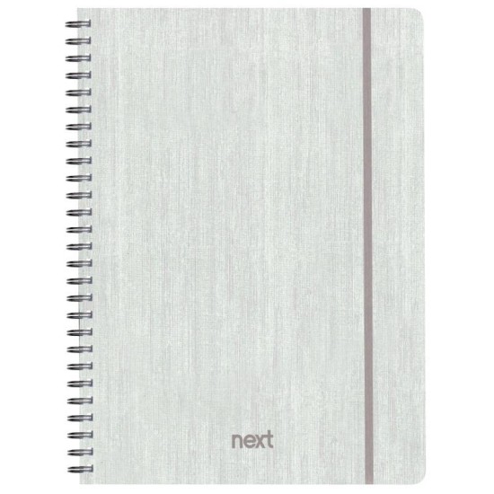 Next fabric τετράδιο σπιράλ λάστιχο λευκό 17x25εκ. 70φ. 2θ