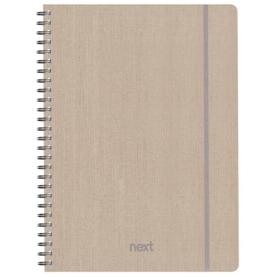Next fabric τετράδιο σπιράλ λάστιχο εκρού 17x25εκ. 70φ. 2θ