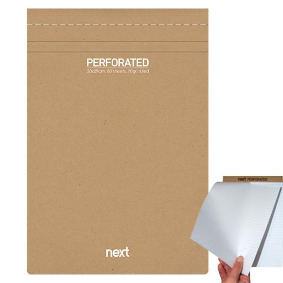 Next μπλοκ σημειώσεων perforated λευκό 20x29εκ., 80φ., 70γρ. Next μπλοκ σημειώσεων perforated λευκό 20x29εκ., 80φ., 70γρ.