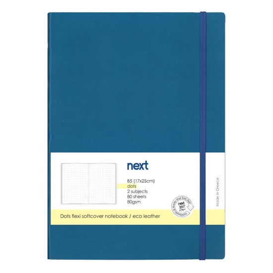 Next Premium μπλε τετράδιο Dots flexi λάστιχο 2 θέματα 80 φύλλα 17x25εκ. Δυνατότητα εκτύπωσης Next Premium μπλε τετράδιο Dots flexi λάστιχο 2 θέματα 80 φύλλα 17x25εκ. Δυνατότητα εκτύπωσης