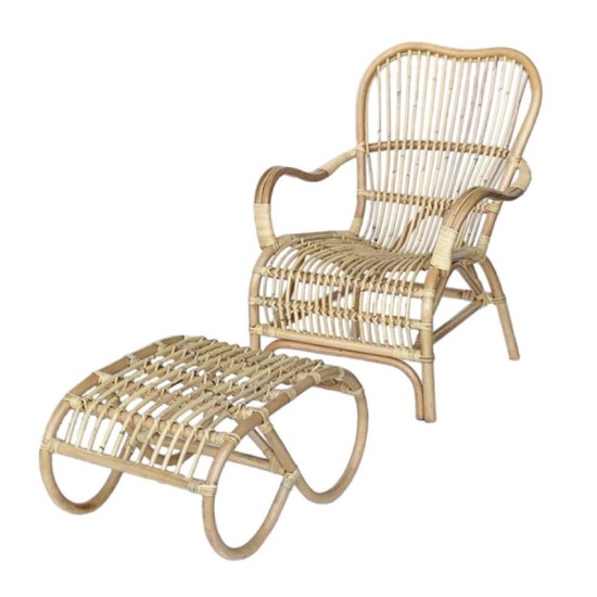 Πολυθρόνα με υποπόδιο Nextdeco Akela από φυσικό rattan Υ87x80x65εκ. Πολυθρόνα με υποπόδιο Nextdeco Akela από φυσικό rattan Υ87x80x65εκ.