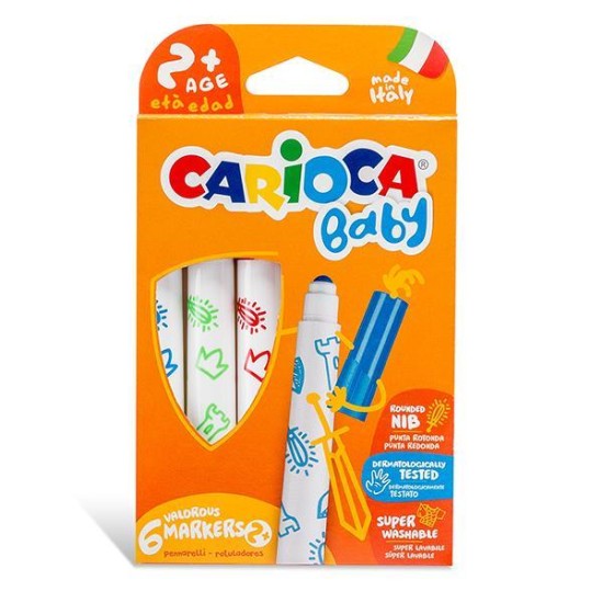 Carioca μαρκαδόροι Baby 6 χρώματα για παιδιά 2+ Carioca μαρκαδόροι Baby 6 χρώματα για παιδιά 2+