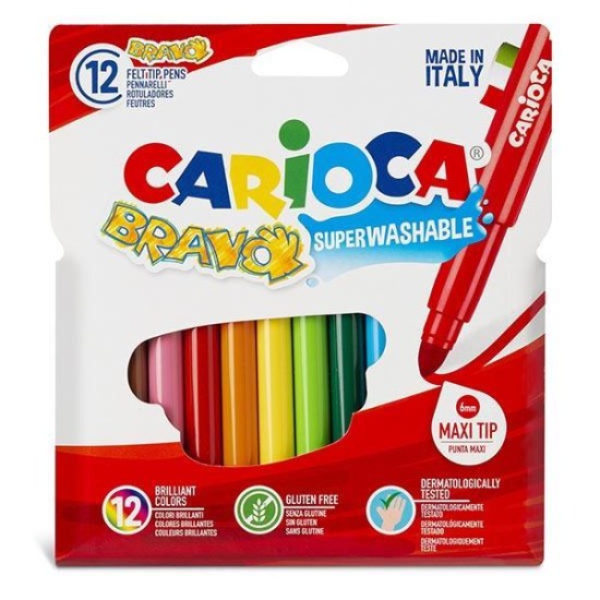 Carioca Bravo super washable μαρκαδόροι 12 χρωμάτων Carioca Bravo super washable μαρκαδόροι 12 χρωμάτων