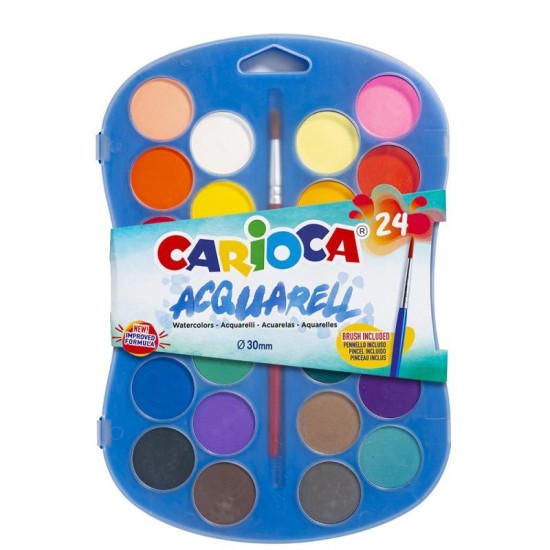 Carioca νερομπογιές 24χρωμάτων των 12ml με πινέλο Carioca νερομπογιές 24χρωμάτων των 12ml με πινέλο