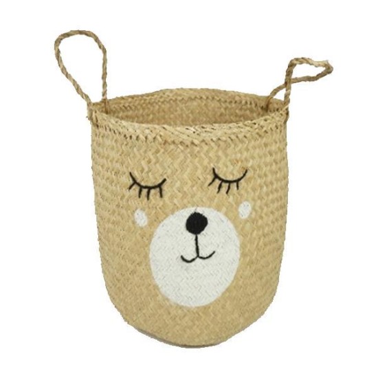 Ψάθινο καλάθι BOHO από rattan με φιγούρα ζωάκι Ø35x37εκ. Ψάθινο καλάθι BOHO από rattan με φιγούρα ζωάκι Ø35x37εκ.