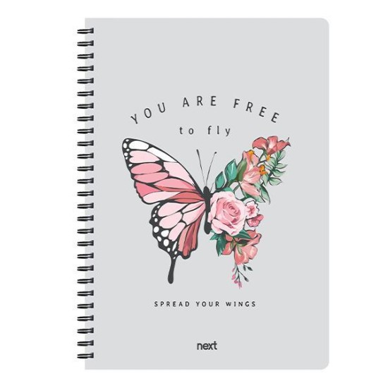 Next trends butterfly τετράδιο σπιράλ 2 θέματα 70 φύλλα 17x25εκ.