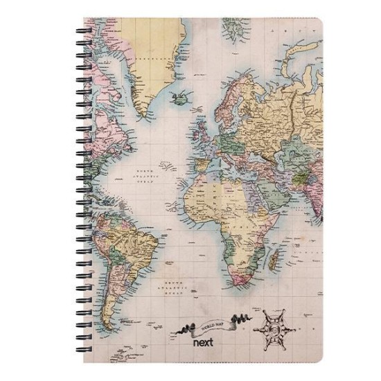 Next trends world map II τετράδιο σπιράλ 3 θέματα 105 φύλλα 17x25εκ.