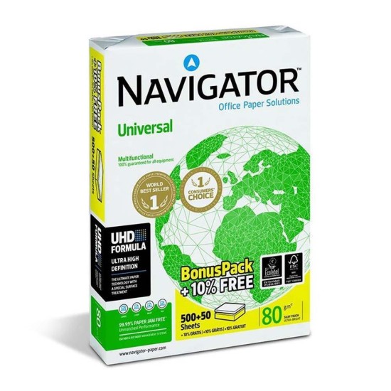 Φωτοαντιγραφικό χαρτί Navigator Uni Α4 550 φύλλα 80γρ. Φωτοαντιγραφικό χαρτί Navigator Uni Α4 550 φύλλα 80γρ.