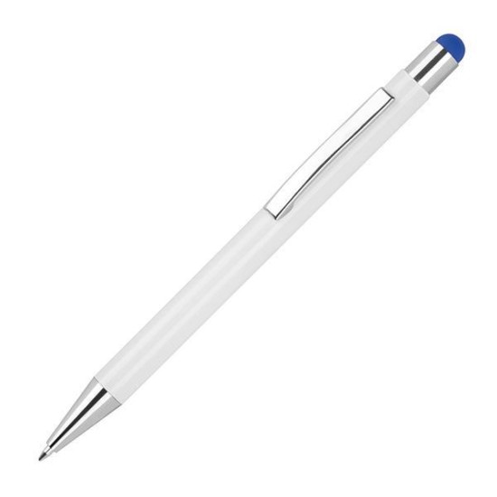 Στυλό - touch pen αλουμινίου άσπρο με μπλε λεπτομέρεια Υ14,8xØ1εκ. Δυνατότητα εκτύπωσης Στυλό - touch pen αλουμινίου άσπρο με μπλε λεπτομέρεια Υ14,8xØ1εκ. Δυνατότητα εκτύπωσης