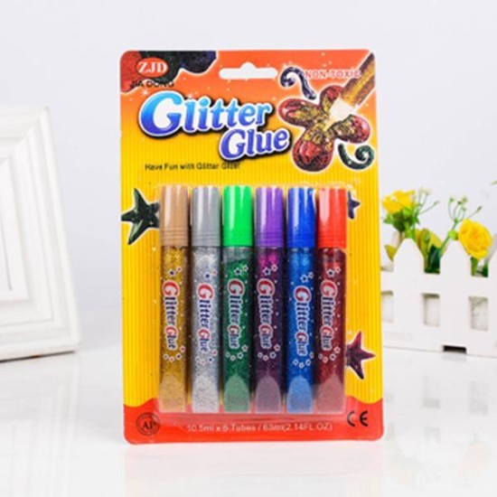 Rainbow χρυσόκολλα glitter σε 6.χρώματα 10ml Rainbow χρυσόκολλα glitter σε 6.χρώματα 10ml