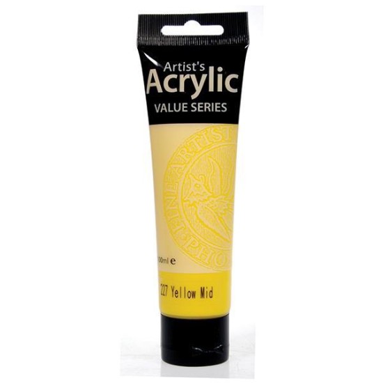 Phoenix ακρυλικό χρώμα 227 yellow mid, σωληνάριο 100ml Phoenix ακρυλικό χρώμα 227 yellow mid, σωληνάριο 100ml