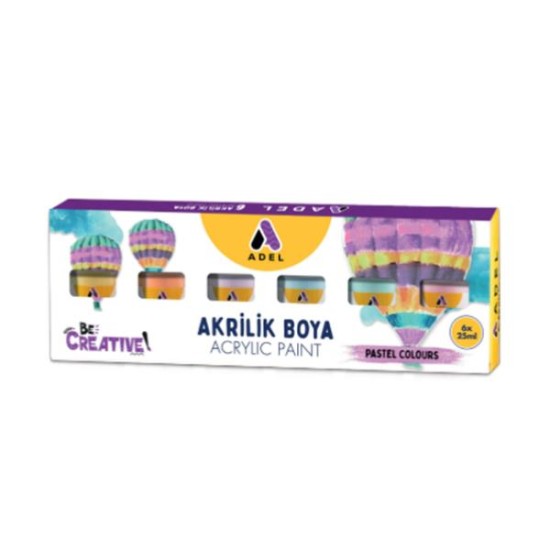 Adel σετ 6 ακρυλικών χρωμάτων Pastel, 25ml ανά χρώμα Adel σετ 6 ακρυλικών χρωμάτων Pastel, 25ml ανά χρώμα