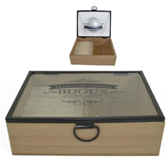 Κουτί ξύλινο για bijoux με γυάλινο καπάκι Υ5,5x18x14εκ. Κουτί ξύλινο για bijoux με γυάλινο καπάκι Υ5,5x18x14εκ.