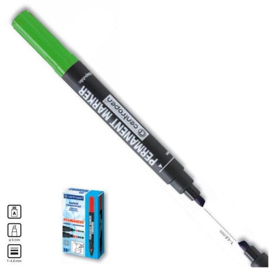 Centropen μαρκαδόρος ανεξίτηλος πράσινος τετράγωνη μύτη 1-4,6mm Centropen μαρκαδόρος ανεξίτηλος πράσινος τετράγωνη μύτη 1-4,6mm