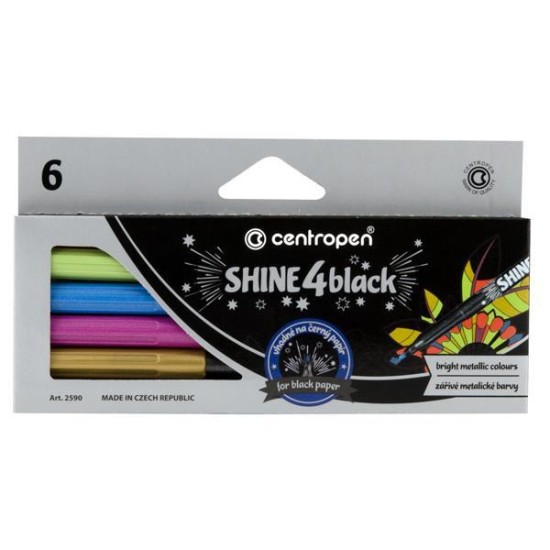 Centropen μαρκαδόροι Shine 4black 6 χρώματα Centropen μαρκαδόροι Shine 4black 6 χρώματα