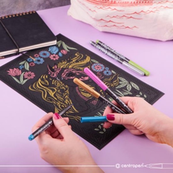 Centropen μαρκαδόροι Shine 4black 6 χρώματα Centropen μαρκαδόροι Shine 4black 6 χρώματα