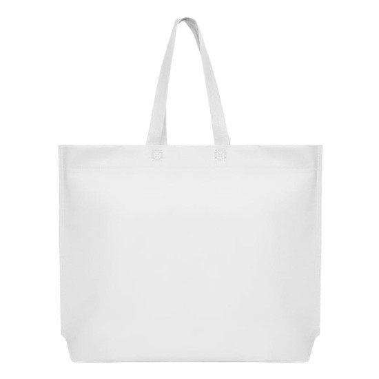 Τσάντα non woven λευκή Υ40x54x10εκ πιέτα. Δυνατότητα εκτύπωσης Τσάντα non woven λευκή Υ40x54x10εκ πιέτα. Δυνατότητα εκτύπωσης