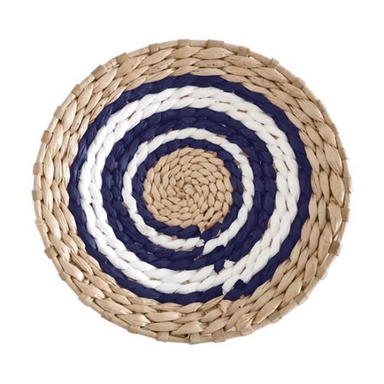 Δίσκος Boho διακοσμητικός ψάθινος φυσικό/λευκό/μπλε Ø25εκ. Δίσκος Boho διακοσμητικός ψάθινος φυσικό/λευκό/μπλε Ø25εκ.