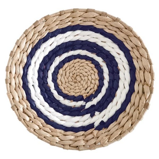 Δίσκος Boho διακοσμητικός ψάθινος φυσικό/λευκό/μπλε Ø30εκ. Δίσκος Boho διακοσμητικός ψάθινος φυσικό/λευκό/μπλε Ø30εκ.