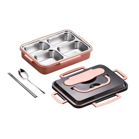 Lunch box inox με 5 θήκες ροζ χρώμα 1500ml Lunch box inox με 5 θήκες ροζ χρώμα 1500ml