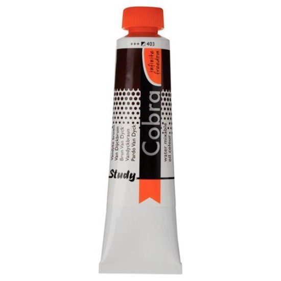 Talens Cobra Study water mixable oil 403 vandyke brown 40ml. Talens Cobra Study water mixable oil 403 vandyke brown 40ml.