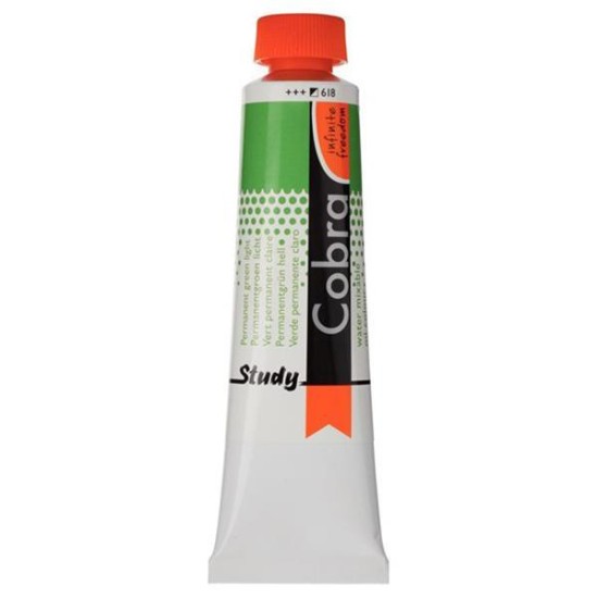 Talens Cobra Study water mixable oil 618 permanent green light 40ml. Talens Cobra Study water mixable oil 618 permanent green light 40ml.