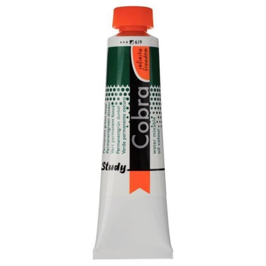 Talens Cobra Study water mixable oil 619 permanent green deep 40ml. Talens Cobra Study water mixable oil 619 permanent green deep 40ml.