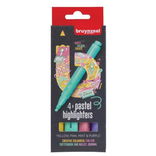 Μαρκαδόροι φωσφορούχοι Bruynzeel College pastel σετ 4τμχ. Μαρκαδόροι φωσφορούχοι Bruynzeel College pastel σετ 4τμχ.